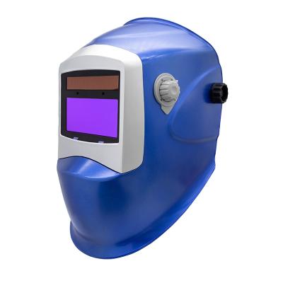 Svejsehjelm fuldautomatisk med variabel DIN 9-13 (Blå med sølvramme)